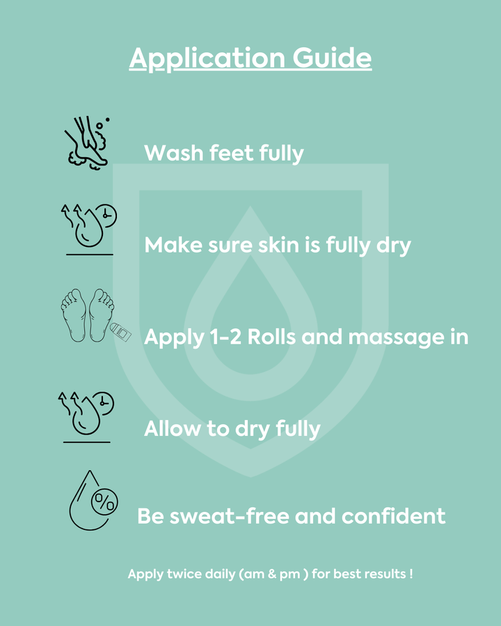 Apply Feet Antiperspirant twice a day.