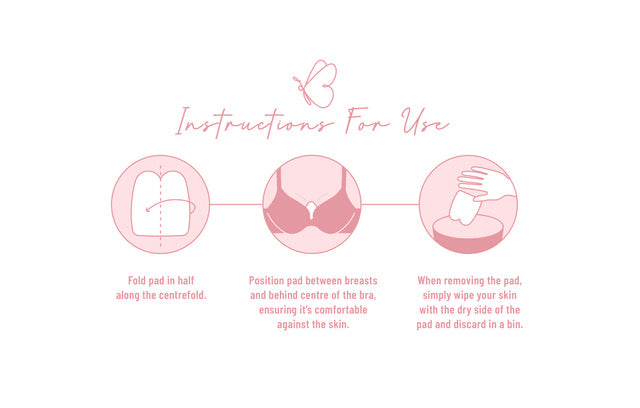 Breast sweat pads, triple absorbent, easy to use, discrete and biodegradable. 
