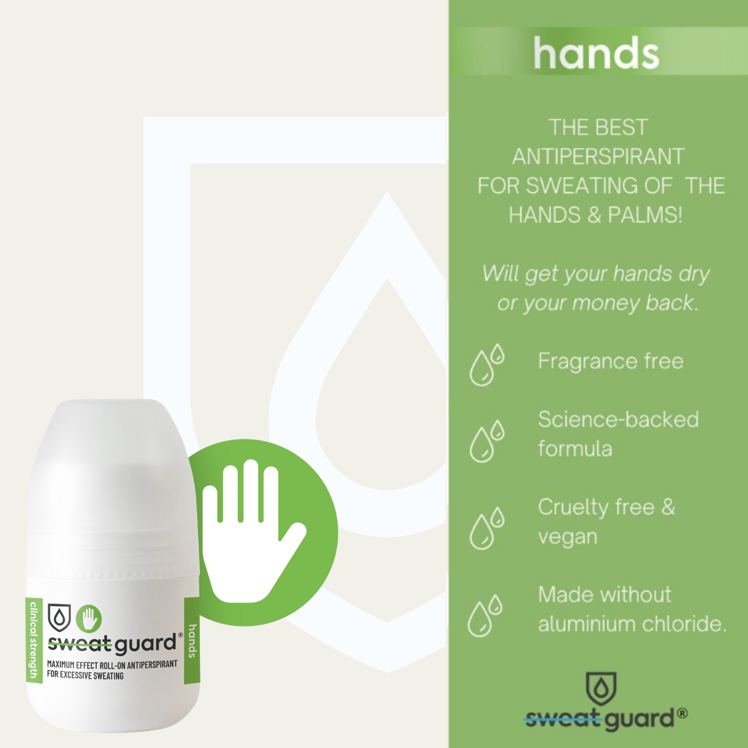 Sweat Guards Hands Antiperspirant for sweaty hands and palms. 