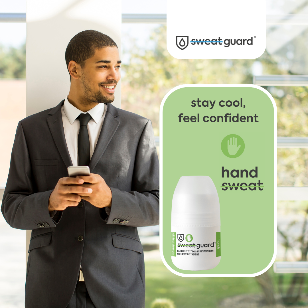 Sweat Guards Hands Antiperspirant stay cool and feel confident.