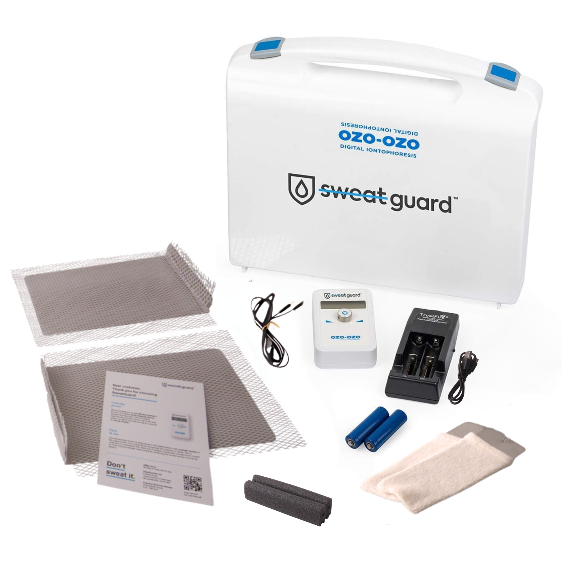 Sweat Guard iontophoresis machine and kit  for hands, feet and underarms.