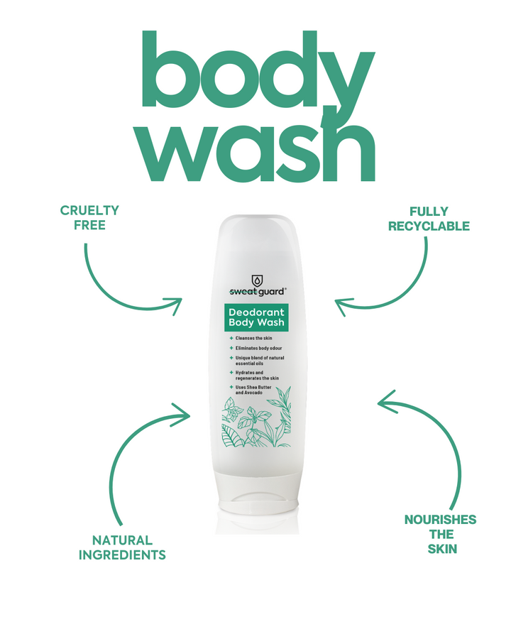 Sweat Guard® Deodorant Body Wash is a powerful yet skin-friendly solution designed to eliminate body odour while keeping skin hydrated and refreshed.