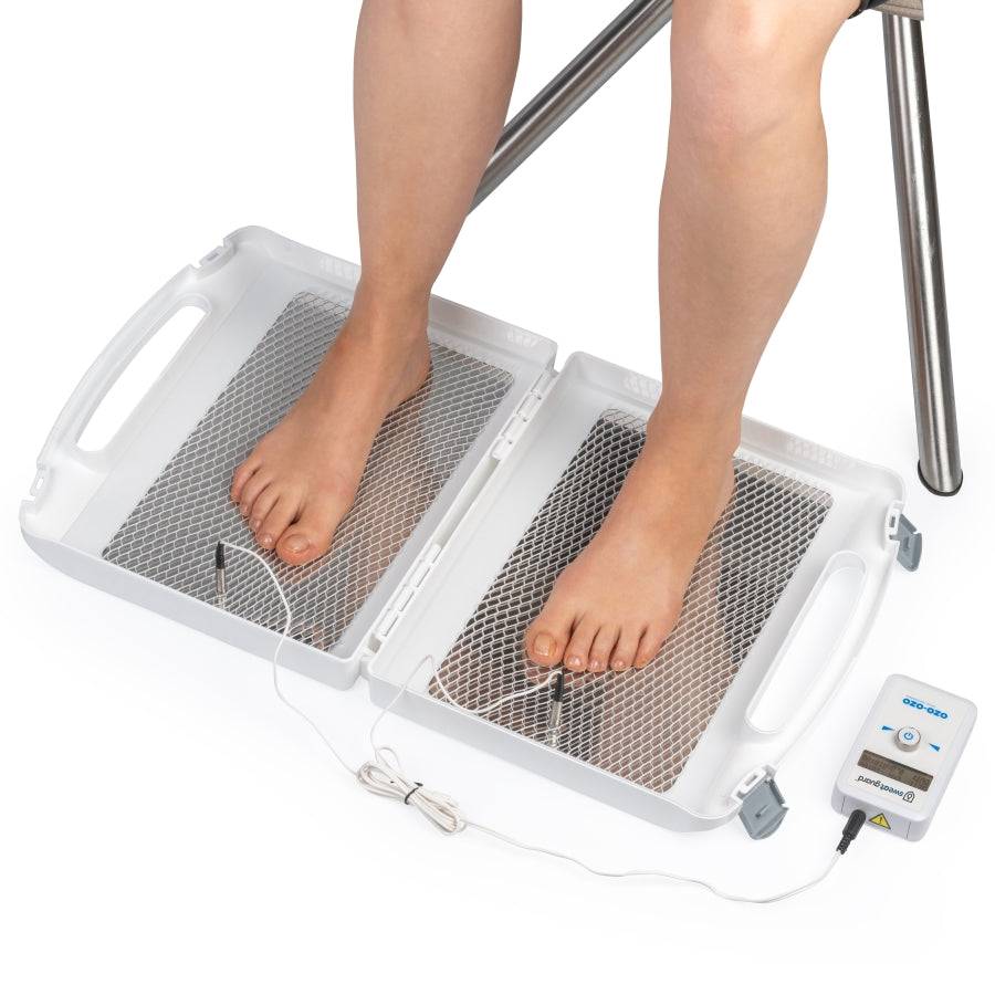 Feet iontophoresis to treat hyperhidrosis excessive sweating 