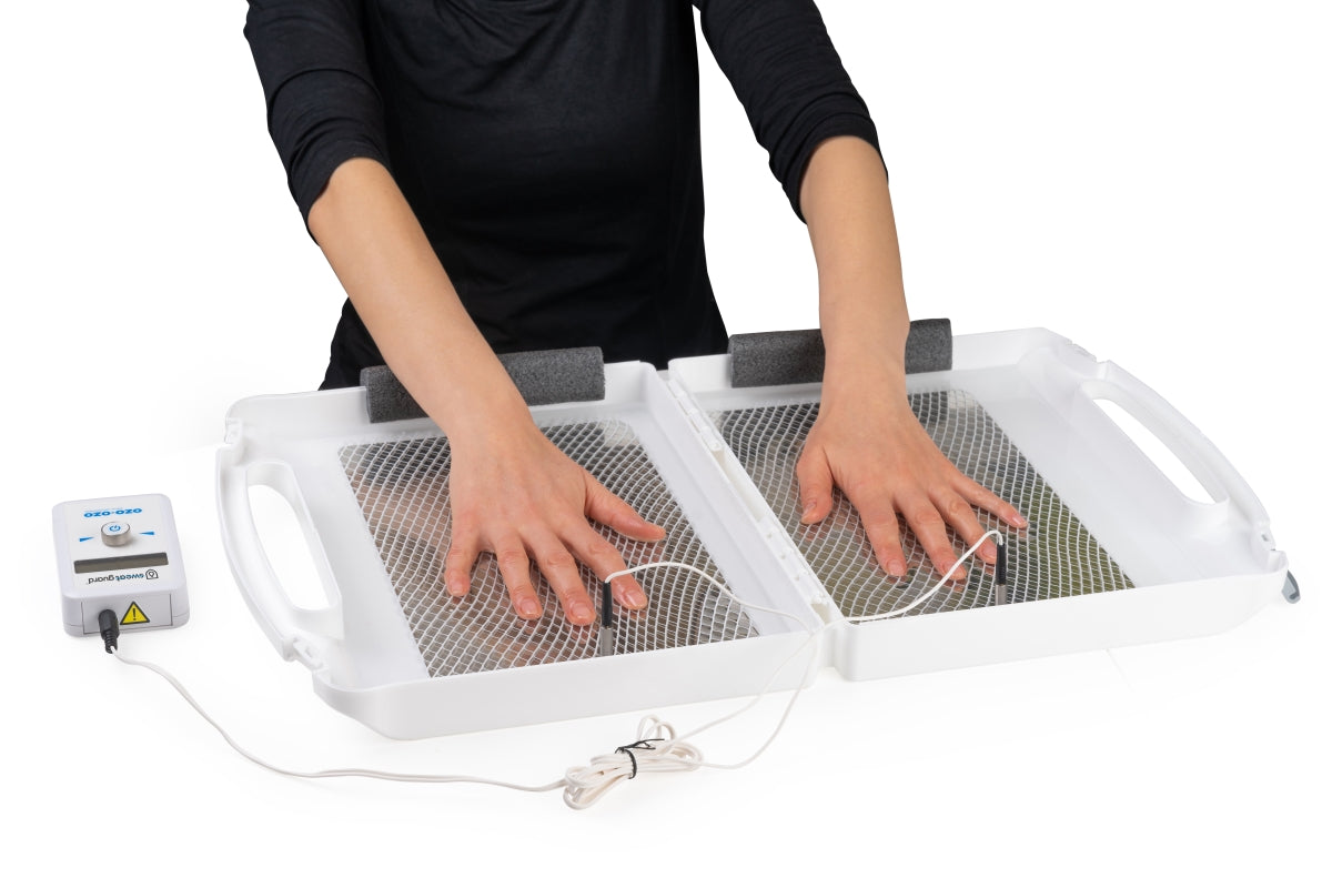 Hand iontophoresis to stop excessive sweating 